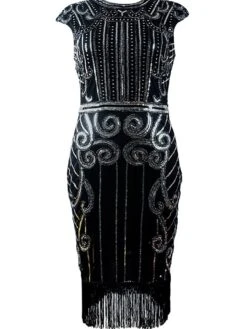 Women's Retro 1920s Fringe Dress Midi Dress Party Halloween Sequins Tassel Fringe Floral Crewneck Sleeveless Regular Fit Spring Fall 2023 Black Burgundy S M L XL 10 Women's Retro 1920s Fringe Dress Midi Dress Party Halloween Sequins Tassel Fringe Floral Crewneck Sleeveless Regular Fit Spring Fall 2023 Black Burgundy S M L XL -Casual Print Dress Sales prsvsd1692947674287