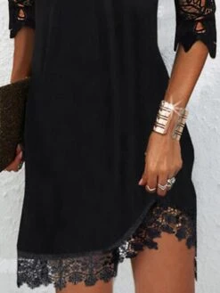 Women's Lace Dress A Line Dress Mini Dress Black Short Sleeve Pure Color Lace Summer Spring Spaghetti Strap Modern 2023 S M L XL 5 Women's Lace Dress A Line Dress Mini Dress Black Short Sleeve Pure Color Lace Summer Spring Spaghetti Strap Modern 2023 S M L XL -Casual Print Dress Sales psdwjs1661741468459