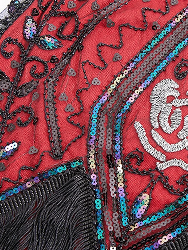 Women's Retro 1920s Fringe Dress Midi Dress Party Halloween Sequins Tassel Fringe Leaf V Neck Sleeveless Regular Fit Spring Fall 2023 Black Wine S M L XL 10 Women's Retro 1920s Fringe Dress Midi Dress Party Halloween Sequins Tassel Fringe Leaf V Neck Sleeveless Regular Fit Spring Fall 2023 Black Wine S M L XL - Image 10