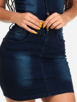 Women's Denim Dress Denim Shirt Dress Mini Dress Cotton Denim Modern Formal Daily Vacation Dress Shirt Collar Pocket Short Sleeve Summer Spring 2023 Slim Navy Blue Pure Color S M L XL XXL -Casual Print Dress Sales pvxiwx1649410033551