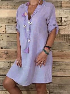 Women's Shirt Dress Casual Dress Midi Dress Outdoor Daily Polyester Basic Casual Shirt Collar Button Long Sleeve Summer Spring Fall 2023 Loose Fit White Yellow Sky Blue Pure Color S M L XL 2XL -Casual Print Dress Sales pwnlwi1687315076100