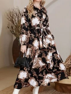 Women's Plus Size Curve Work Dress Swing Dress Semi Formal Dress Fashion Midi Dress Lace Up Button Shirt Collar Long Sleeve Floral Loose Fit Black Fall Winter L XL XXL 3XL 4XL 10 Women's Plus Size Curve Work Dress Swing Dress Semi Formal Dress Fashion Midi Dress Lace Up Button Shirt Collar Long Sleeve Floral Loose Fit Black Fall Winter L XL XXL 3XL 4XL -Casual Print Dress Sales pwutci1693300626454