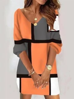 Women's Casual Dress Sweatshirt Dress Print Dress Geometric Plaid Print V Neck Mini Dress Fashion Streetwear Outdoor Daily 3/4 Length Sleeve Loose Fit Pink Orange Gray Fall S M L XL XXL 5 Women's Casual Dress Sweatshirt Dress Print Dress Geometric Plaid Print V Neck Mini Dress Fashion Streetwear Outdoor Daily 3/4 Length Sleeve Loose Fit Pink Orange Gray Fall S M L XL XXL -Casual Print Dress Sales pwxxej1693461277566