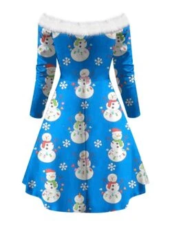 Women's Christmas Swing Dress Vintage Dress Mini Dress Green Blue Royal Blue Red White Black Long Sleeve Santa Claus Snowman Snowflake Feather Print Winter Fall Off Shoulder Stylish Elegant 18 Women's Christmas Swing Dress Vintage Dress Mini Dress Green Blue Royal Blue Red White Black Long Sleeve Santa Claus Snowman Snowflake Feather Print Winter Fall Off Shoulder Stylish Elegant -Casual Print Dress Sales pxiuif1666597371975