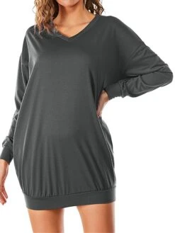 Women's Casual Dress Sweatshirt Dress Shift Dress Mini Dress Pocket Outdoor Street Daily Active Fashion V Neck Long Sleeve 2023 Loose Fit Black Wine Dark Grey Color S M L XL XXL Size 31 Women's Casual Dress Sweatshirt Dress Shift Dress Mini Dress Pocket Outdoor Street Daily Active Fashion V Neck Long Sleeve 2023 Loose Fit Black Wine Dark Grey Color S M L XL XXL Size -Casual Print Dress Sales pybtlf1694591872046