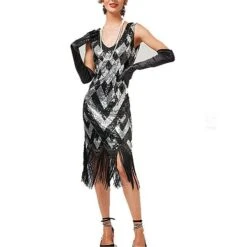 Women's Retro 1920s Fringe Dress Midi Dress Party Halloween Sequins Tassel Fringe Geometric V Neck Sleeveless Regular Fit Spring Fall 2023 Silver Black XS S M L 13 Women's Retro 1920s Fringe Dress Midi Dress Party Halloween Sequins Tassel Fringe Geometric V Neck Sleeveless Regular Fit Spring Fall 2023 Silver Black XS S M L -Casual Print Dress Sales pymxws1692849305369