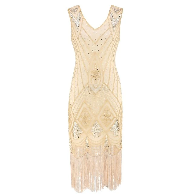 Women's Retro 1920s Fringe Dress Midi Dress Party Halloween Sequins Tassel Fringe Geometric V Neck Sleeveless Regular Fit Spring Fall 2023 Black Red S M L XL 4 Women's Retro 1920s Fringe Dress Midi Dress Party Halloween Sequins Tassel Fringe Geometric V Neck Sleeveless Regular Fit Spring Fall 2023 Black Red S M L XL - Image 4