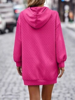 Women's Casual Dress Hoodie Dress Winter Dress Mini Dress Pocket Daily Date Going Out Active Fashion Hooded Long Sleeve 2023 Loose Fit Black Wine Navy Blue Color S M L XL XXL Size -Casual Print Dress Sales qahngg1694601030571