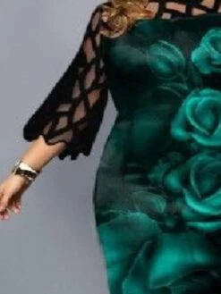 Women‘s Plus Size Curve Flattering Dresses Elegant Apple Shaped Dress Wedding Guest Party Dress Print Crew Neck Sleeve Spring Fall Work Casual Prom Dress Midi Dress Daily Work Dress -Casual Print Dress Sales qbihpn1649312178006