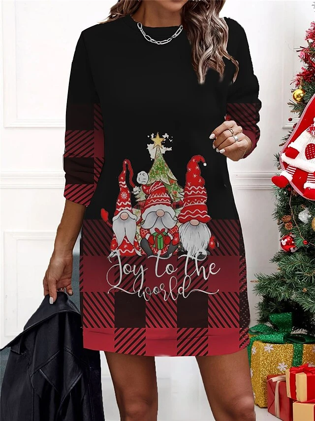 Women‘s Christmas Casual Dress Sweatshirt Dress Mini Dress Warm Fashion Outdoor Holiday Crew Neck Print Geometric Santa Claus Loose Fit Red Burgundy Navy Blue S M L XL XXL 6 Women‘s Christmas Casual Dress Sweatshirt Dress Mini Dress Warm Fashion Outdoor Holiday Crew Neck Print Geometric Santa Claus Loose Fit Red Burgundy Navy Blue S M L XL XXL - Image 6