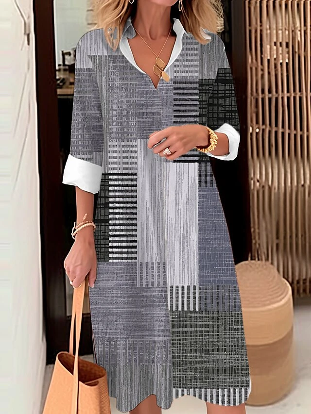 Women's Shirt Dress Casual Dress Midi Dress Outdoor Office Daily Polyester Fashion Modern Shirt Collar Button Pocket Long Sleeve Fall Winter 2023 Loose Fit Yellow Blue Purple Plaid Striped S M L XL 7 Women's Shirt Dress Casual Dress Midi Dress Outdoor Office Daily Polyester Fashion Modern Shirt Collar Button Pocket Long Sleeve Fall Winter 2023 Loose Fit Yellow Blue Purple Plaid Striped S M L XL - Image 7