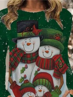 Women's Christmas Casual Dress T Shirt Dress Tee Dress Shift Dress Mini Dress Green Long Sleeve Letter Pocket Winter Fall Autumn Crew Neck Fashion Daily 2022 S M L XL XXL 3XL -Casual Print Dress Sales qehcsi1667900369015