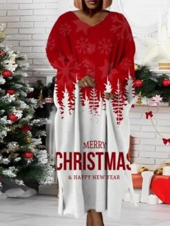 Women‘s Plus Size Christmas Dress Santa Claus V Neck Long Sleeve Winter Fall Modern Maxi Long Dress Daily Dress 9 Women‘s Plus Size Christmas Dress Santa Claus V Neck Long Sleeve Winter Fall Modern Maxi Long Dress Daily Dress -Casual Print Dress Sales qfsqxk1668158264792