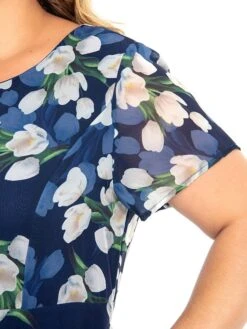 Women‘s Plus Size Curve Casual Dress Swing Dress A Line Dress Floral Long Dress Maxi Dress Short Sleeve Mesh Print Crew Neck Elegant Daily Dark Blue Summer Spring L XL XXL 3XL 4XL -Casual Print Dress Sales qgpgzr1694769242353