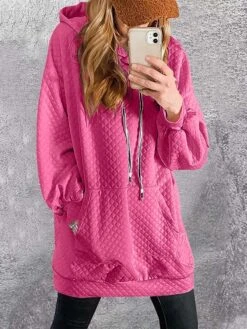 Women's Casual Dress Hoodie Dress Black Dress Mini Dress Pocket Outdoor Street Daily Active Fashion Hooded Long Sleeve 2023 Loose Fit Black Red Blue Color S M L XL XXL Size -Casual Print Dress Sales qhmods1692862186155