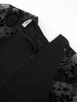 Women's Plus Size Curve Party Dress Black Dress Formal Dress Plain Long Dress Maxi Dress Long Sleeve Lace Stand Collar Fashion Party Black Fall Winter XL XXL 3XL 4XL -Casual Print Dress Sales qibkcb1694151482481