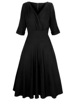 Women‘s Plus Size Curve Casual Dress Vintage Dress Solid Color Midi Dress Half Sleeve V Neck Fashion Daily Black Wine Summer Spring L XL XXL 3XL 4XL 8 Women‘s Plus Size Curve Casual Dress Vintage Dress Solid Color Midi Dress Half Sleeve V Neck Fashion Daily Black Wine Summer Spring L XL XXL 3XL 4XL -Casual Print Dress Sales qijkzk1677640140164