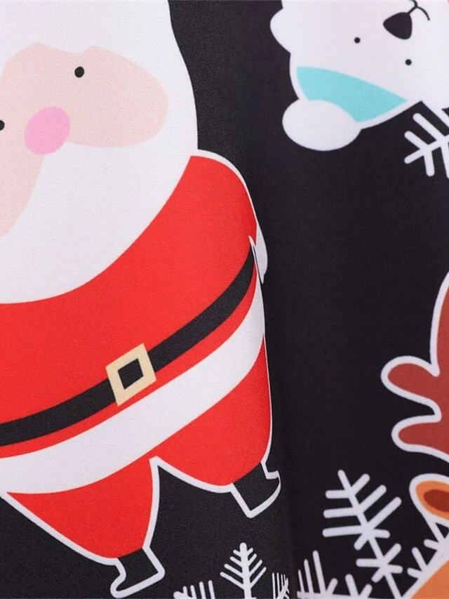 Women's Christmas Casual Dress Swing Dress Midi Dress Black Short Sleeve Santa Claus Snowman Snowflake Lace Winter Fall Crew Neck Vintage Elegant Casual 2022 S M L XL 2XL 3XL / Black Dress 2 Women's Christmas Casual Dress Swing Dress Midi Dress Black Short Sleeve Santa Claus Snowman Snowflake Lace Winter Fall Crew Neck Vintage Elegant Casual 2022 S M L XL 2XL 3XL / Black Dress - Image 2