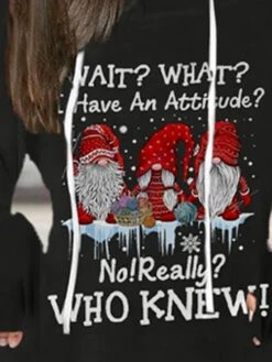 Women's Christmas Hoodie Dress Winter Dress Mini Dress Black Long Sleeve Letter Santa Claus Pocket Print Winter Fall Hooded Vacation Casual 2022 S M L XL XXL 3XL -Casual Print Dress Sales qlouqt1666761772799