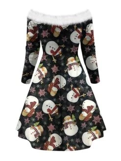 Women's Christmas Swing Dress Vintage Dress Mini Dress Green Blue Royal Blue Red White Black Long Sleeve Santa Claus Snowman Snowflake Feather Print Winter Fall Off Shoulder Stylish Elegant 16 Women's Christmas Swing Dress Vintage Dress Mini Dress Green Blue Royal Blue Red White Black Long Sleeve Santa Claus Snowman Snowflake Feather Print Winter Fall Off Shoulder Stylish Elegant -Casual Print Dress Sales qludpw1666597371406