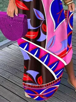 Women's Casual Dress Shirt Dress Shift Dress Long Dress Maxi Dress Yellow Fuchsia Long Sleeve Floral Button Winter Fall Deep V Mature Winter Dress Weekend Fall Dress Loose Fit 2023 S M L XL XXL 3XL -Casual Print Dress Sales qmdhcm1660629969840