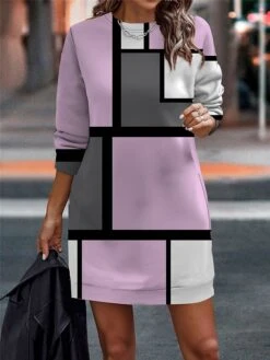 Women's Casual Dress Sweatshirt Dress Mini Dress Warm Fashion Outdoor Vacation Going Out Crew Neck Print Geometric Loose Fit Pink Blue Light Purple S M L XL XXL 11 Women's Casual Dress Sweatshirt Dress Mini Dress Warm Fashion Outdoor Vacation Going Out Crew Neck Print Geometric Loose Fit Pink Blue Light Purple S M L XL XXL -Casual Print Dress Sales qmwjgc1694596716605