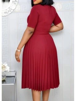 Women‘s Plus Size Curve Party Dress Solid Color Crew Neck Ruched Short Sleeve Spring Fall Work Formal Prom Dress Knee Length Dress Party Work Dress Loose Fit -Casual Print Dress Sales qnrtvk1620625703335