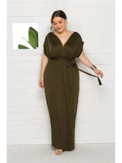 Women's Plus Size Party Dress Solid Color V Neck Short Sleeve Summer Spring Elegant Casual Prom Dress Maxi Long Dress Party Daily Dress 19 Women's Plus Size Party Dress Solid Color V Neck Short Sleeve Summer Spring Elegant Casual Prom Dress Maxi Long Dress Party Daily Dress -Casual Print Dress Sales qptonu1597046638622