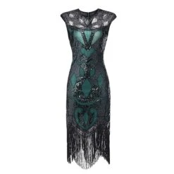 Women's Retro 1920s Fringe Dress Midi Dress Party Halloween Sequins Tassel Fringe Geometric Crewneck Sleeveless Regular Fit Spring Fall 2023 Black Red S M L XL -Casual Print Dress Sales qptvub1692849053989