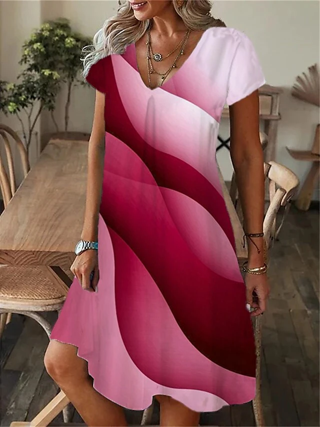 Women's Casual Dress Summer Dress Print Dress Geometric Color Block Print V Neck Mini Dress Active Fashion Outdoor Daily Short Sleeve Regular Fit Black Wine Navy Blue Summer Spring S M L XL XXL 6 Women's Casual Dress Summer Dress Print Dress Geometric Color Block Print V Neck Mini Dress Active Fashion Outdoor Daily Short Sleeve Regular Fit Black Wine Navy Blue Summer Spring S M L XL XXL - Image 6