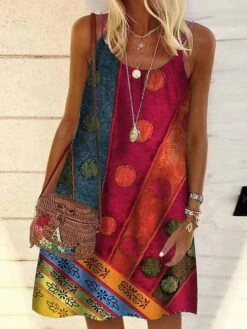 Women's Shift Dress Midi Dress Vintage Purple Vintage Green Vintage Gray Sleeveless Print Print Summer Spring Crew Neck Casual Daily 2023 S M L XL XXL 3XL 4XL 5XL -Casual Print Dress Sales qsmbgi1620187127005