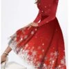 Women's Christmas Casual Dress Swing Dress Midi Dress Wine Long Sleeve Snowflake Pocket Winter Fall Autumn Round Neck Fashion Daily Weekend 2022 S M L XL XXL 3XL