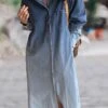Women's Shirt Dress Casual Dress Maxi Long Dress Outdoor Daily Vacation Denim Fashion Modern Shirt Collar Button Pocket Long Sleeve Spring Fall Winter 2023 Loose Fit Blue Ombre M