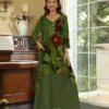 Women's Casual Dress Winter Dress Print Dress Floral Button Pocket Crew Neck Long Dress Maxi Dress Vintage Outdoor Daily 3/4 Length Sleeve Regular Fit Brown Green Fall Winter S M L XL 3XL