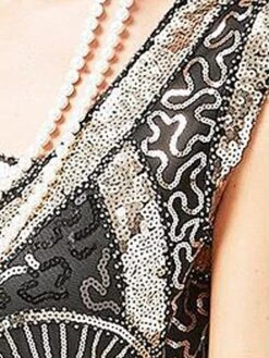 Women's Retro 1920s Fringe Dress Midi Dress Party Halloween Sequins Tassel Fringe Geometric V Neck Sleeveless Regular Fit Spring Fall 2023 Black Red XS S M L -Casual Print Dress Sales qysnvx1692947265172