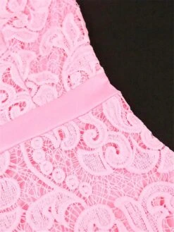 Women‘s Plus Size Curve Party Dress Lace Dress Cocktail Dress Midi Dress White Pink Long Sleeve Pure Color Lace Spring Fall Winter Stand Collar Fashion Wedding Guest Vacation Fall Dress 2023 -Casual Print Dress Sales qzwuaa1690946611770