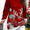 Women‘s Christmas Casual Dress Sweatshirt Dress Mini Dress Warm Fashion Outdoor Holiday Crew Neck Print Santa Claus Loose Fit Black Burgundy Green S M L XL XXL