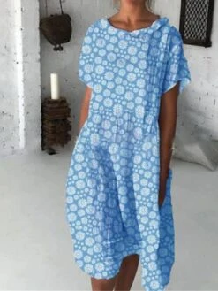 Women's Shift Dress Midi Dress Pink Blue Green Short Sleeve Floral Print Summer Spring Crew Neck Casual 2023 S M L XL XXL 10 Women's Shift Dress Midi Dress Pink Blue Green Short Sleeve Floral Print Summer Spring Crew Neck Casual 2023 S M L XL XXL -Casual Print Dress Sales rasyvx1627275808705