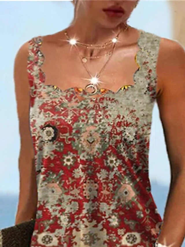 Women's Casual Dress Ethnic Dress Summer Dress Floral Tribal Print Strap Mini Dress Basic Ethnic Daily Going Out Sleeveless Loose Fit Wine Summer Spring S M L XL XXL 2 Women's Casual Dress Ethnic Dress Summer Dress Floral Tribal Print Strap Mini Dress Basic Ethnic Daily Going Out Sleeveless Loose Fit Wine Summer Spring S M L XL XXL - Image 2