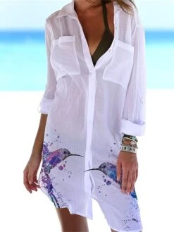 Women's Shirt Dress Cover Up Beach Wear Mini Dress Pocket Print Fashion Casual Floral Turndown 3/4 Length Sleeve Loose Fit Outdoor Daily White Yellow 2023 Summer Spring S M L XL 8 Women's Shirt Dress Cover Up Beach Wear Mini Dress Pocket Print Fashion Casual Floral Turndown 3/4 Length Sleeve Loose Fit Outdoor Daily White Yellow 2023 Summer Spring S M L XL -Casual Print Dress Sales rgolkb1676972515660