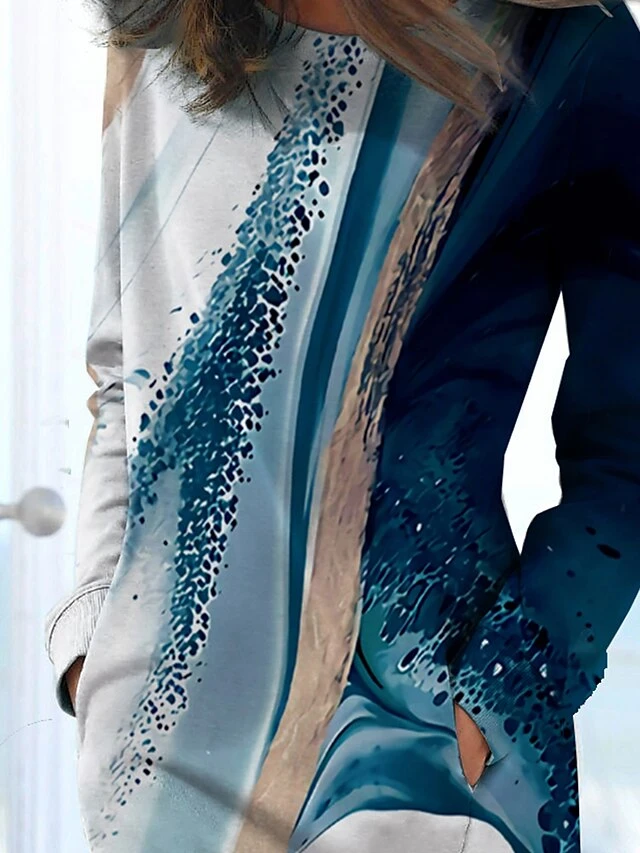 Women's Casual Dress Sweatshirt Dress Print Dress Marble Print Pocket Print Crew Neck Mini Dress Fashion Classic Daily Vacation Long Sleeve Loose Fit Blue Fall Winter S M L XL XXL 3 Women's Casual Dress Sweatshirt Dress Print Dress Marble Print Pocket Print Crew Neck Mini Dress Fashion Classic Daily Vacation Long Sleeve Loose Fit Blue Fall Winter S M L XL XXL - Image 3