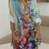Women's Shirt Dress Casual Dress Shift Dress Mini Dress Outdoor Daily Vacation Polyester Fashion Casual Stand Collar Button Pocket Long Sleeve Summer Spring Fall 2023 Regular Fit Red Blue Green Floral