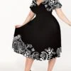 Women‘s Plus Size Curve Casual Dress A Line Dress Graphic Midi Dress Short Sleeve Print V Neck Elegant Holiday Black White Summer Spring L XL XXL 3XL 4XL