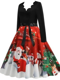 Women's Christmas Casual Dress Swing Dress Midi Dress Green Wine Light Red Fuchsia Red Long Sleeve Santa Claus Elk Bow Print Winter Fall V Neck Vacation Vintage 2022 S M L XL XXL 3XL 30 Women's Christmas Casual Dress Swing Dress Midi Dress Green Wine Light Red Fuchsia Red Long Sleeve Santa Claus Elk Bow Print Winter Fall V Neck Vacation Vintage 2022 S M L XL XXL 3XL -Casual Print Dress Sales rjnnqt1666761911526