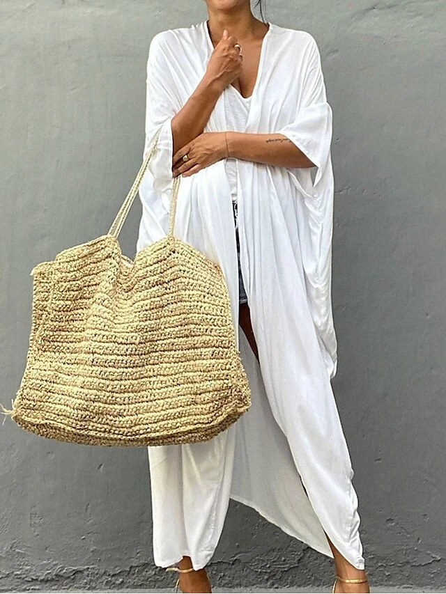 Women's Swimwear Cover Up Beach Top Normal Swimsuit Lace Up Pleated UV Protection Pure Color Black White Red Royal Blue Beige V Wire Bathing Suits New Vacation Holiday 4 Women's Swimwear Cover Up Beach Top Normal Swimsuit Lace Up Pleated UV Protection Pure Color Black White Red Royal Blue Beige V Wire Bathing Suits New Vacation Holiday - Image 4