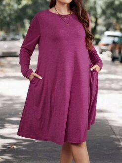 Women's Plus Size Curve Casual Dress Winter Dress T Shirt Dress Tee Dress Solid Color Midi Dress Long Sleeve Pocket Crew Neck Fashion Outdoor Fuchsia Fall Winter XL XXL 3XL 10 Women's Plus Size Curve Casual Dress Winter Dress T Shirt Dress Tee Dress Solid Color Midi Dress Long Sleeve Pocket Crew Neck Fashion Outdoor Fuchsia Fall Winter XL XXL 3XL -Casual Print Dress Sales rmbcii1697543100641