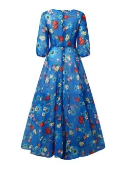 Women's Casual Dress Swing Dress Floral Dress Chiffon Spring Summer Dress Long Dress Maxi Dress Boho Dress Green Blue White 3/4 Length Sleeve Floral Print Crew Neck 2023 S M L XL XXL -Casual Print Dress Sales rnslsc1684222927993