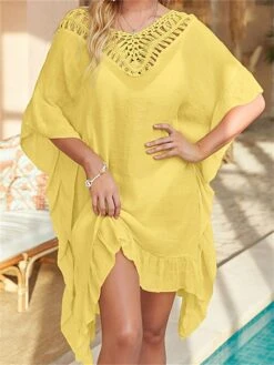 Women's Cover Up Beach Dress Beach Wear Mini Dress Tassel Fringe Ruffle Hoty Plain V Neck Half Sleeve Regular Fit Vacation Beach Black White 2023 Spring Summer 16 Women's Cover Up Beach Dress Beach Wear Mini Dress Tassel Fringe Ruffle Hoty Plain V Neck Half Sleeve Regular Fit Vacation Beach Black White 2023 Spring Summer -Casual Print Dress Sales roywga1672986448861