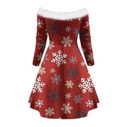 Women's Christmas Swing Dress Vintage Dress Mini Dress Green Light Green Wine Red Navy Blue White Long Sleeve Snowman Tree Snowflake Backless Feather Print Winter Fall Off Shoulder Vacation Stylish -Casual Print Dress Sales rqjyvt1666597246366