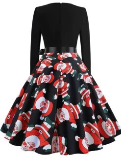Women's Christmas Retro 1950s Vintage Dress Midi Dress Party Ruched Bow Fruit V Neck Long Sleeve Regular Fit Fall Winter 2023 Deep Green Black S M L XL -Casual Print Dress Sales rqlccc1695363820785